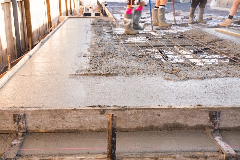 Image of wet concrete and foundations Austockphoto
