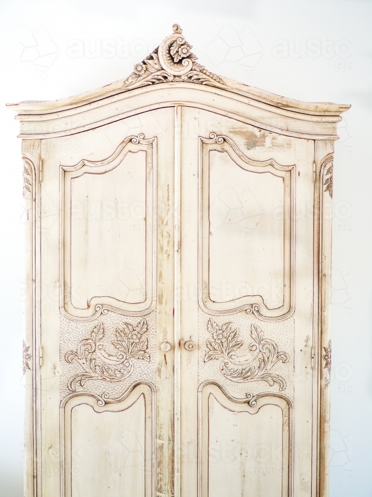 White carved armoire - Australian Stock Image