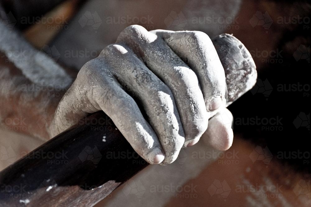 White Clay Painted Aboriginal Hand - Australian Stock Image