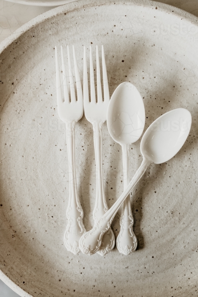 White cutlery - Australian Stock Image