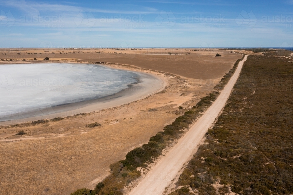 white salt lake in rural South Australia - Australian Stock Image