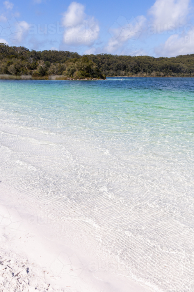 white sand and aqua water of Lake Mackenzie - Australian Stock Image