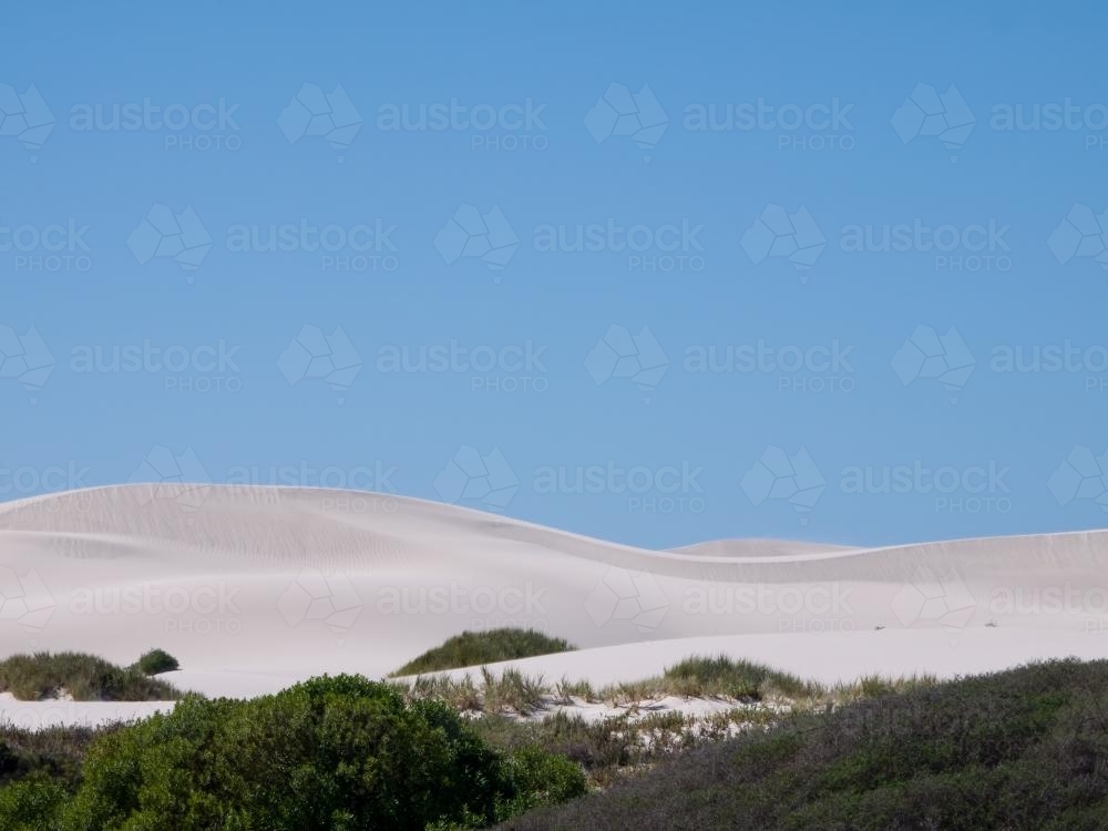 White sand dune with a big clear blue sky - Australian Stock Image