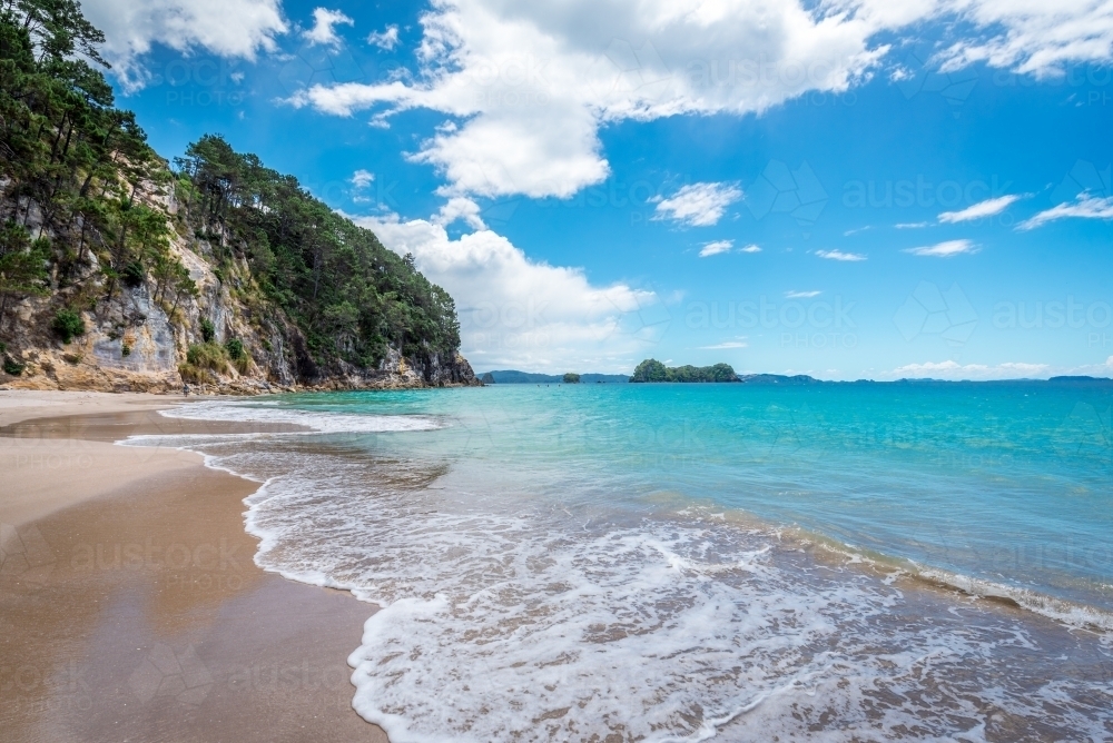 White sandy beach with beautiful blue water - Australian Stock Image