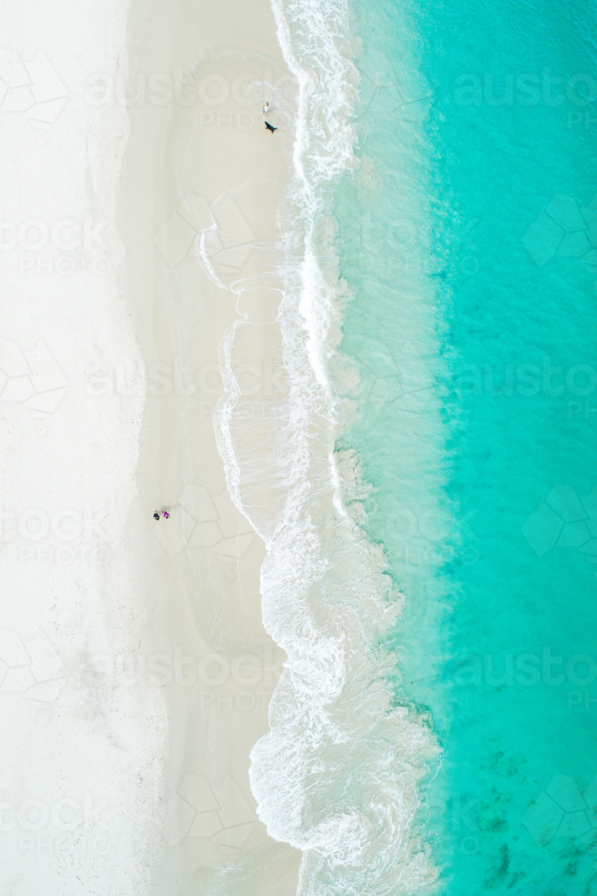White Sandy Beach With Turquoise Ocean From Above - Australian Stock Image