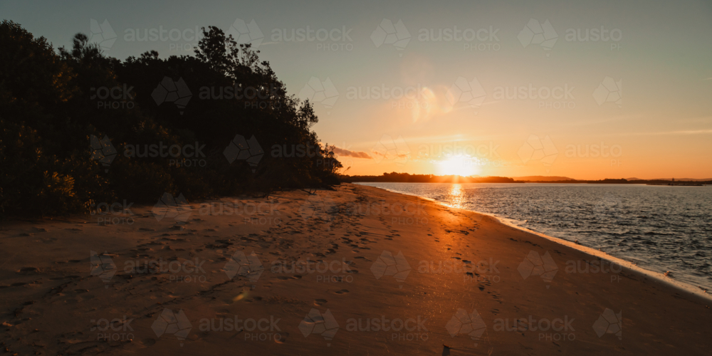 Whiting Beach, Yamba at sunset - Australian Stock Image