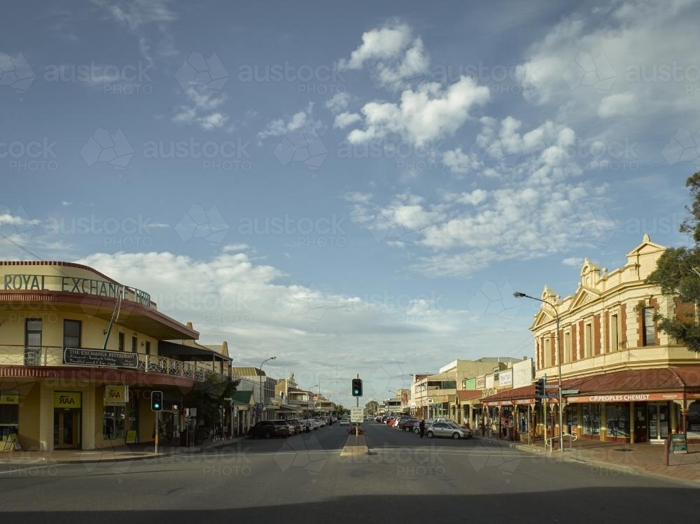Wide angle of argent street in Broken Hill - Australian Stock Image
