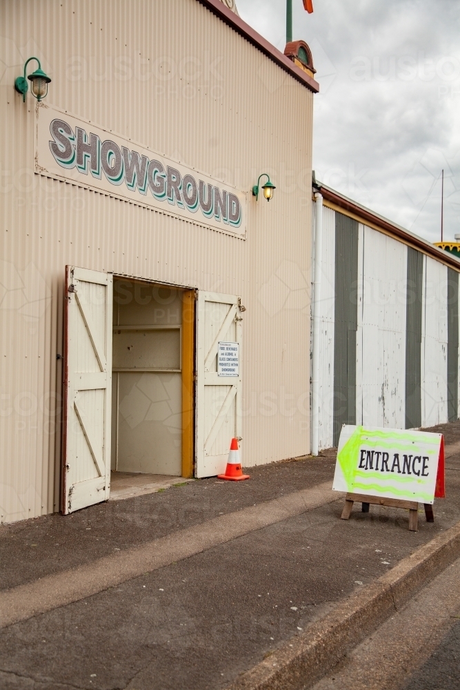 Wide open entrance gates of the local showground - Australian Stock Image