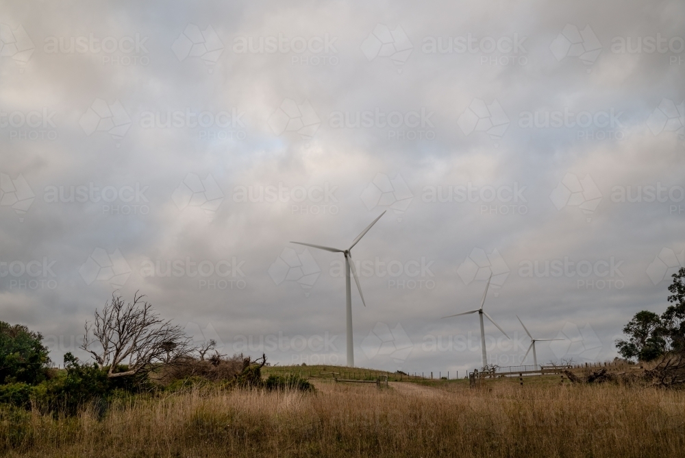 Wind Farm Landscape on a Cloudy Day - Australian Stock Image