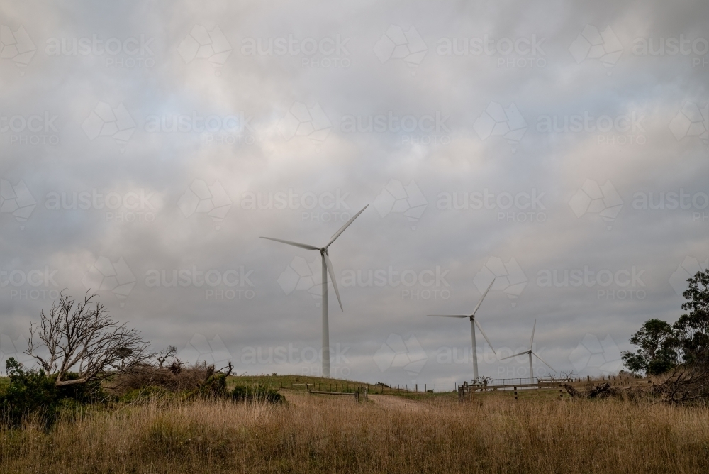 Wind Farm Landscape on a Cloudy Day - Australian Stock Image