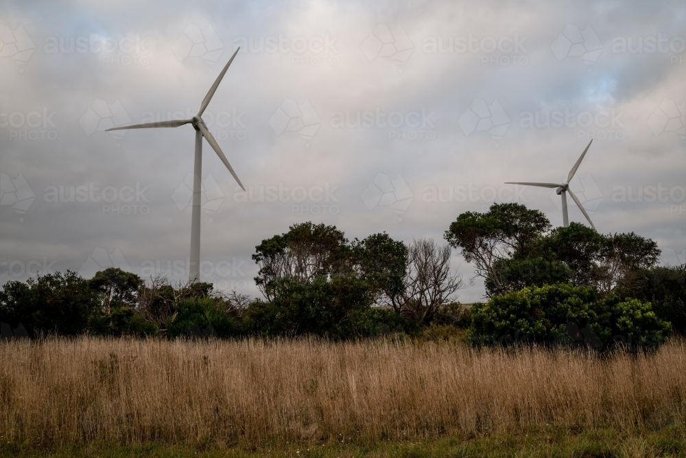Wind Farm Landscape on a Cloudy Day - Australian Stock Image