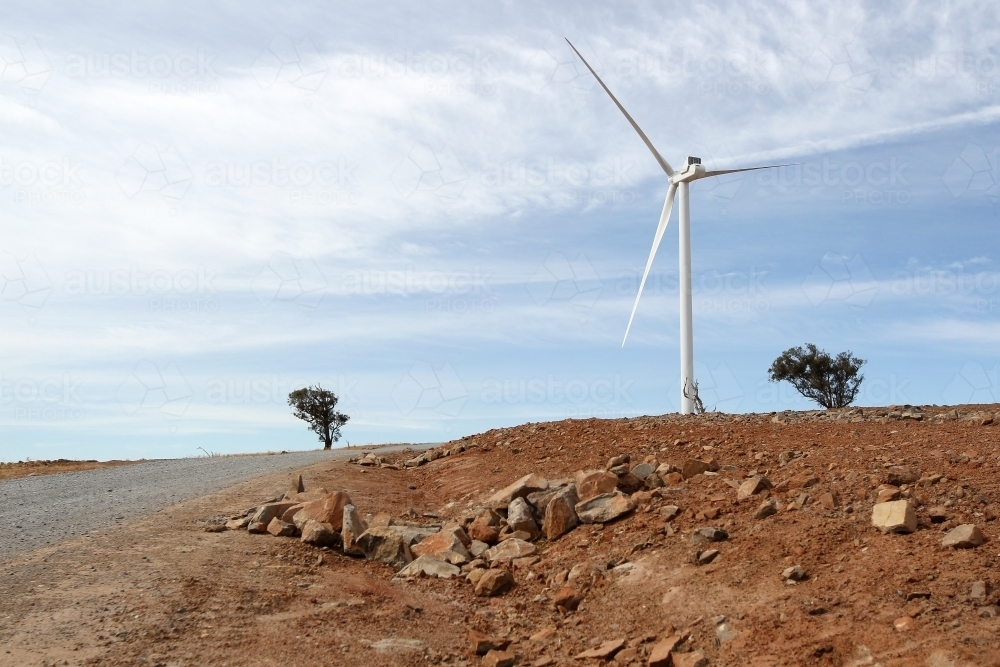 Wind turbine on farm - Australian Stock Image