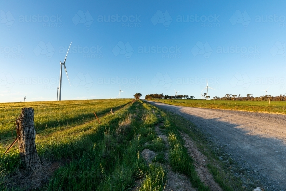 wind turbines near a country road - Australian Stock Image