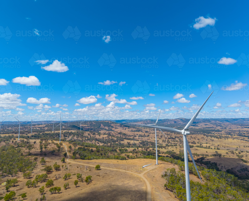 Wind Turbines on the Sapphire Windfarm between Glen Innes and Inverell - Australian Stock Image
