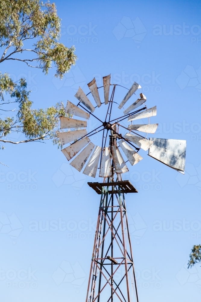 Windmill close up on farm - Australian Stock Image