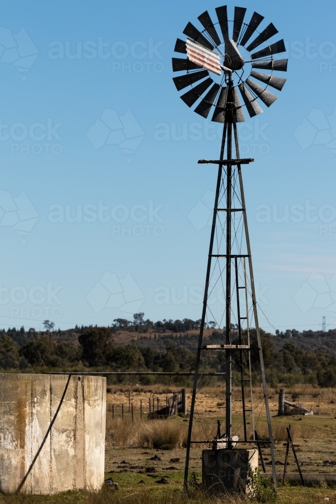 Windmill in the Outback - Australian Stock Image