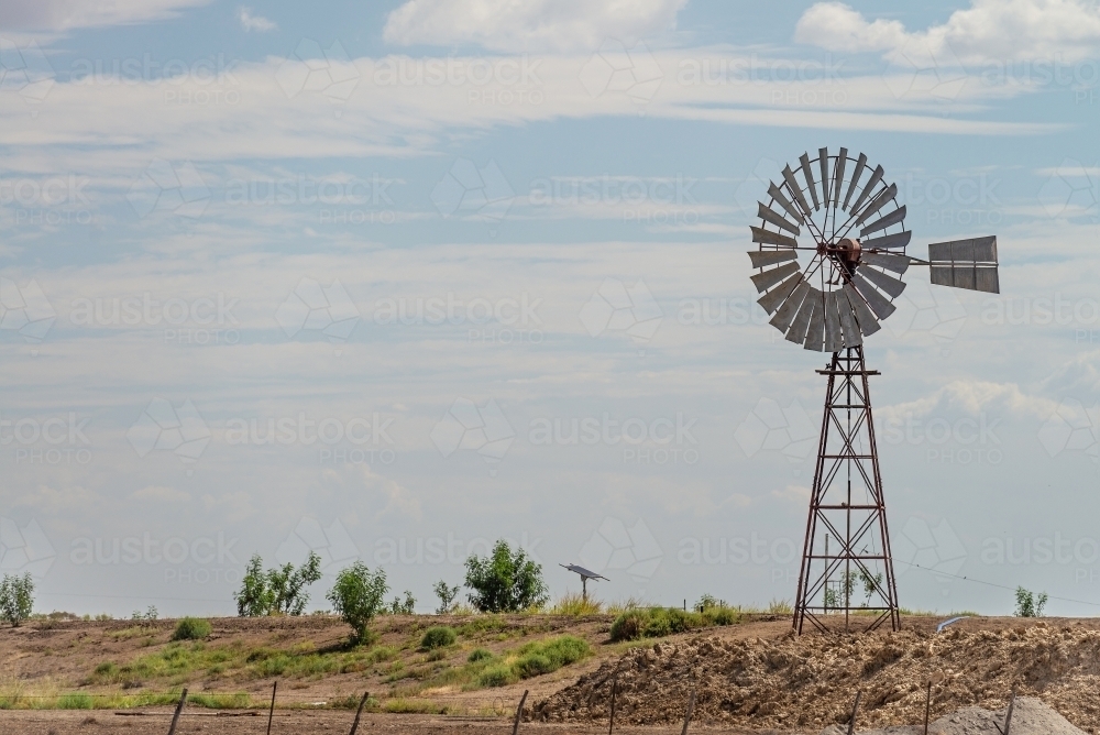 Windmill in the Outback - Australian Stock Image