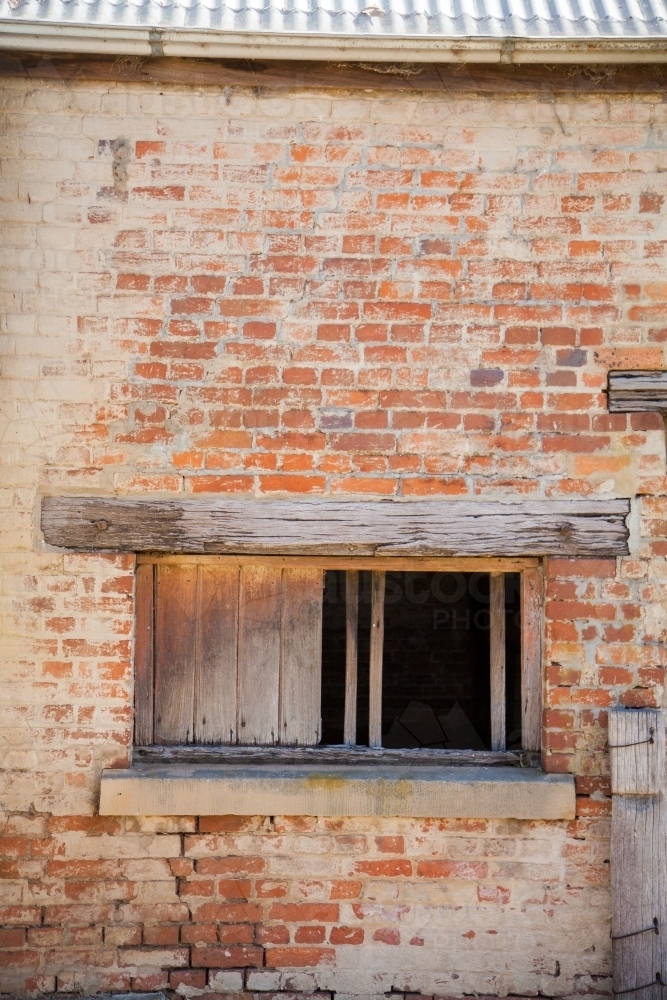 Window in Captain Thunderbolt's cottage - historical building - Australian Stock Image