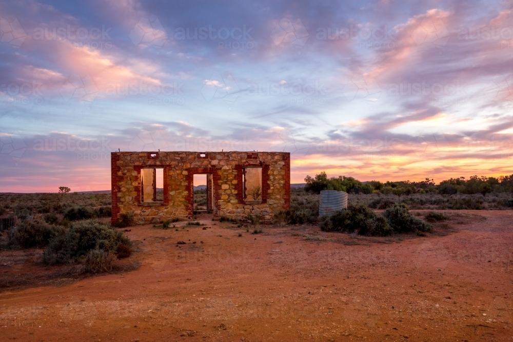 Windows open to beautiful views across the desert plains - Australian Stock Image