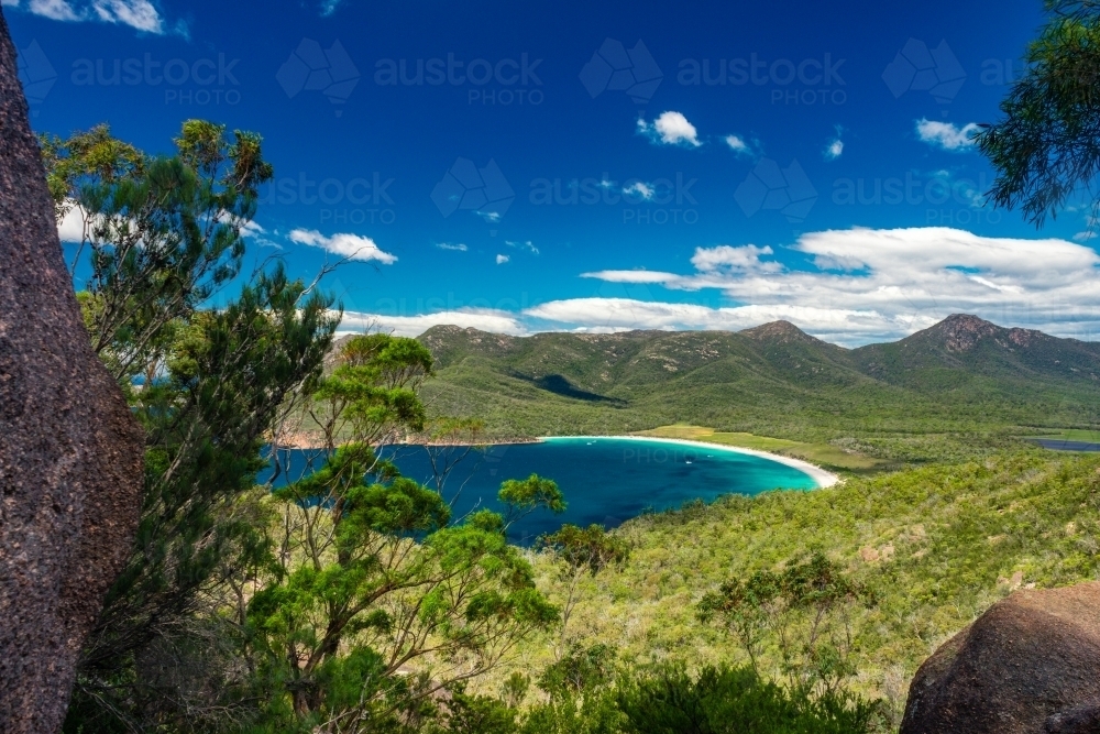 Wineglass Bay from the lookout spot - Australian Stock Image