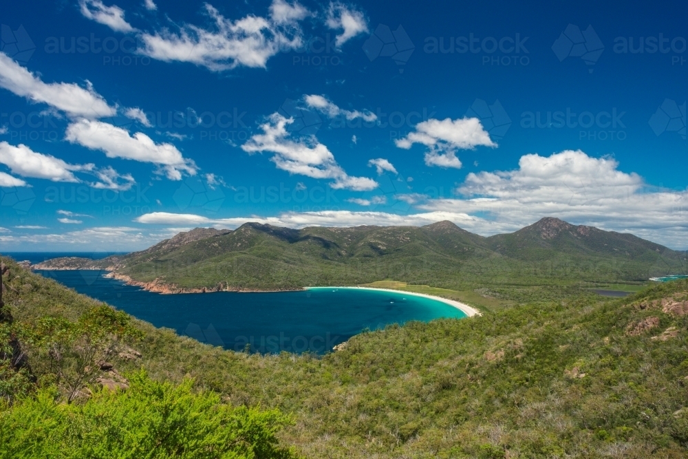 Wineglass Bay from the lookout spot - Australian Stock Image