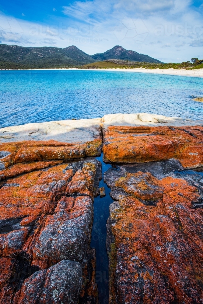 Wineglass Bay rock formations - Australian Stock Image