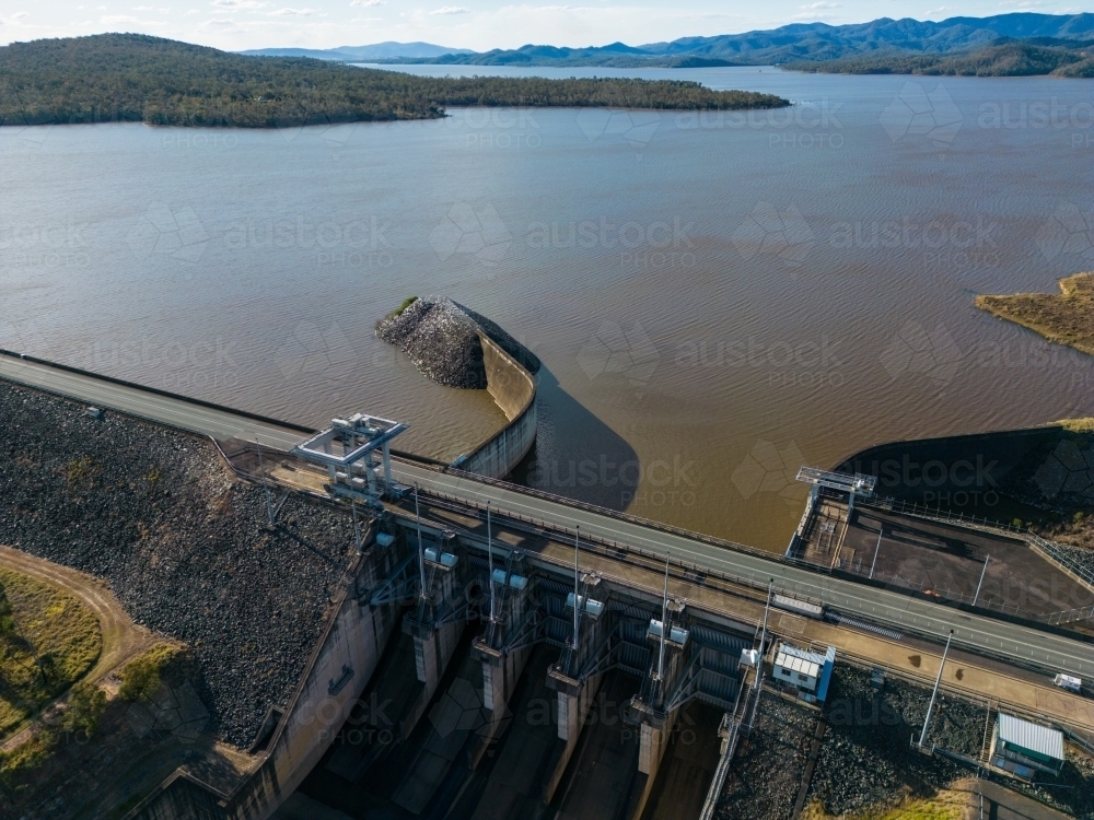 Image of Wivenhoe Dam spillway and wall Austockphoto