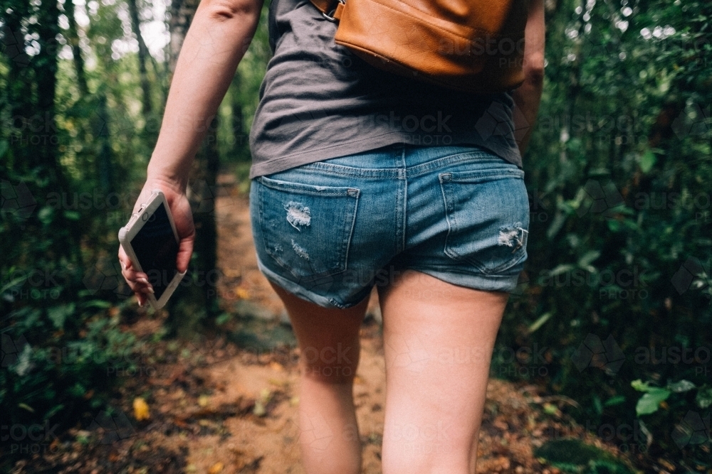 Woman Hiking in Mossman Gorge - Australian Stock Image