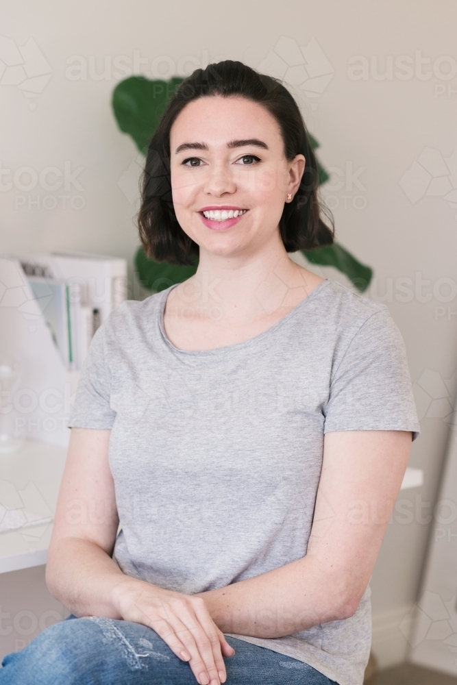 woman in home office - Australian Stock Image