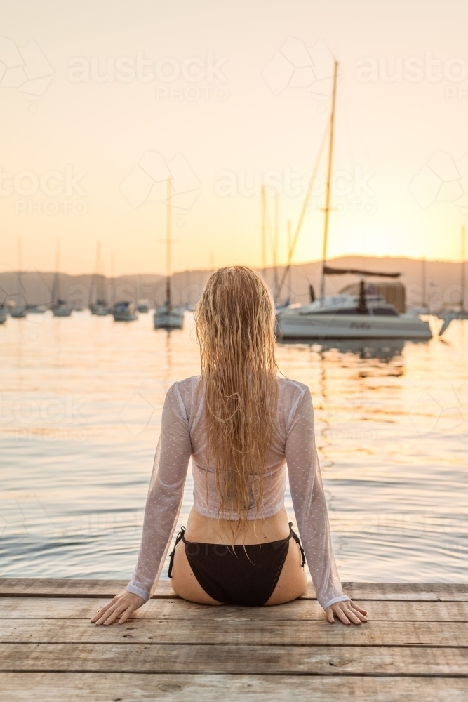 woman looking at ocean - Australian Stock Image