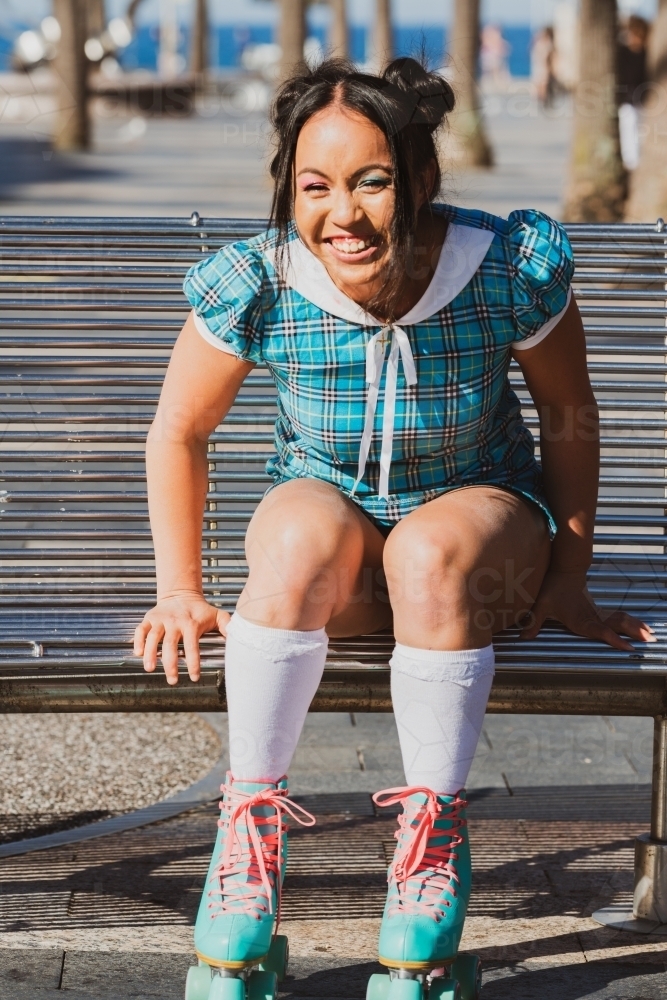 woman on roller skates - Australian Stock Image