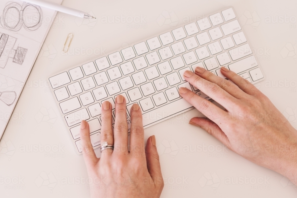 woman's hands on keyboard - Australian Stock Image