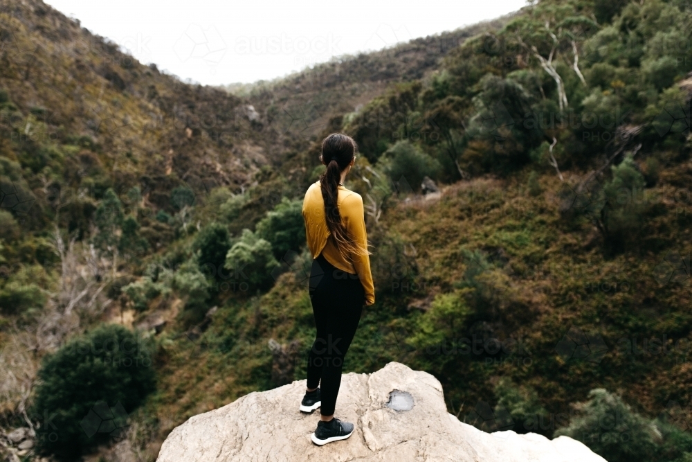 Women hiker on mountain top - Australian Stock Image