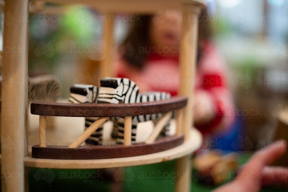 Wooden animal toy zebras - Australian Stock Image
