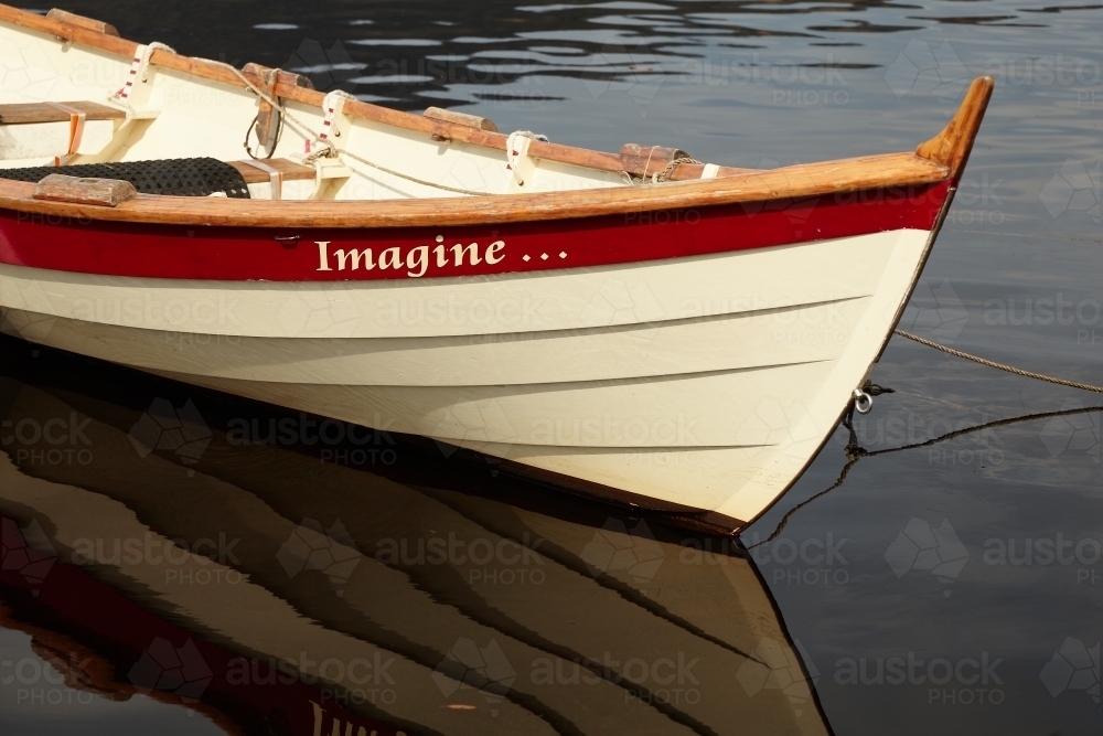 Wooden boat named 'Imagine' - Australian Stock Image
