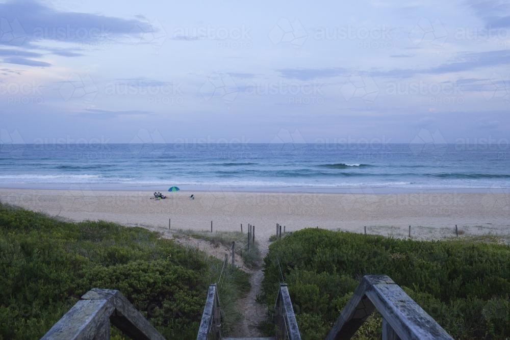 Wooden railings and walkway to the beach - Australian Stock Image