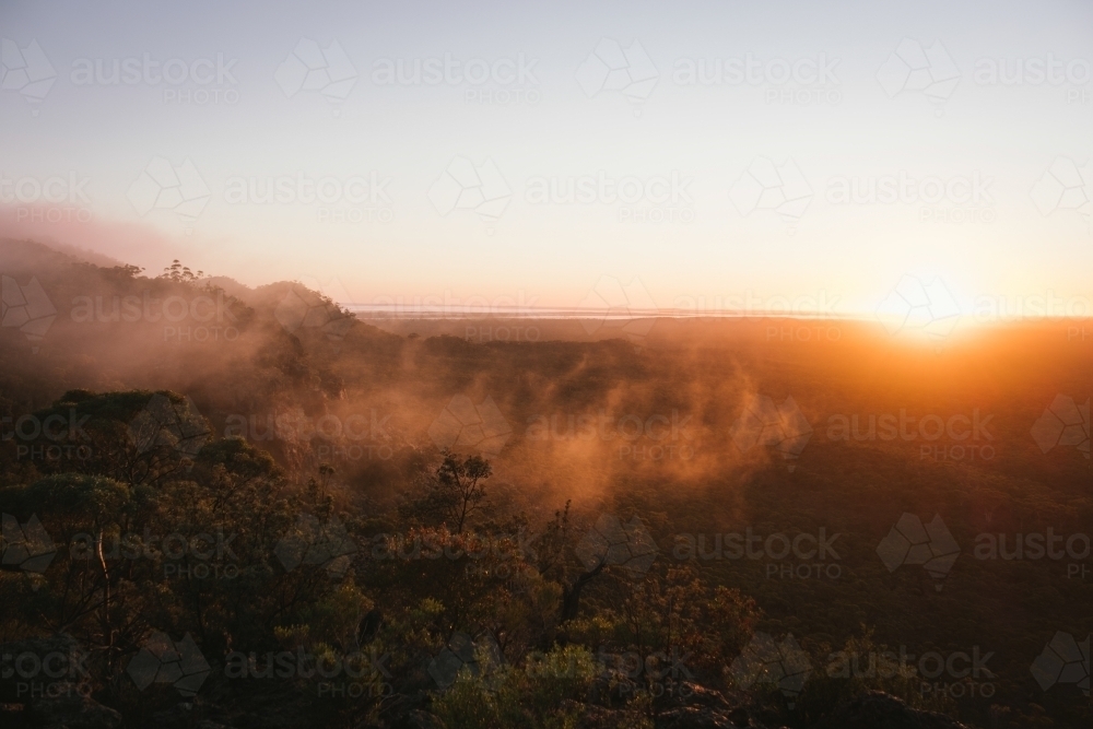 Woodland bush around Helena Aurora Range in outback Western Australia - Australian Stock Image