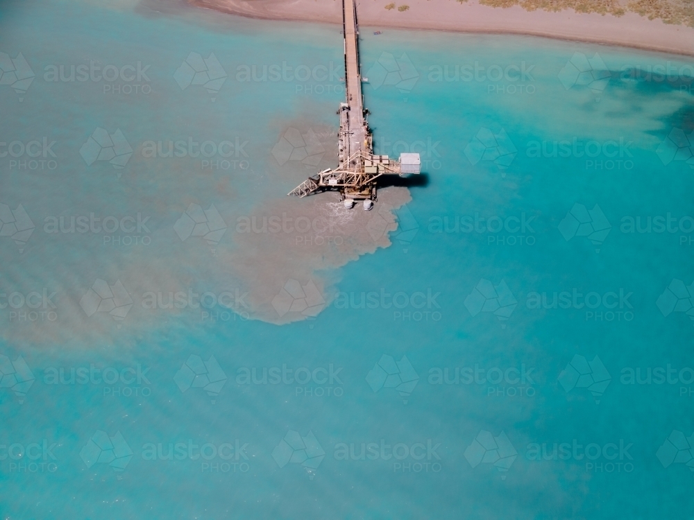 Top down view industrial wharf in clear waters at Woodman Point - Australian Stock Image