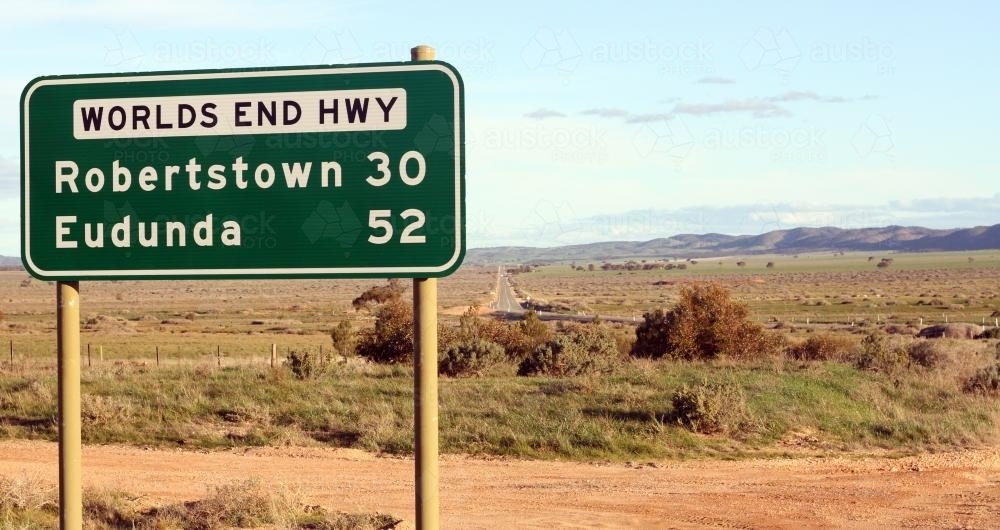 Worlds End highway signpost - Australian Stock Image