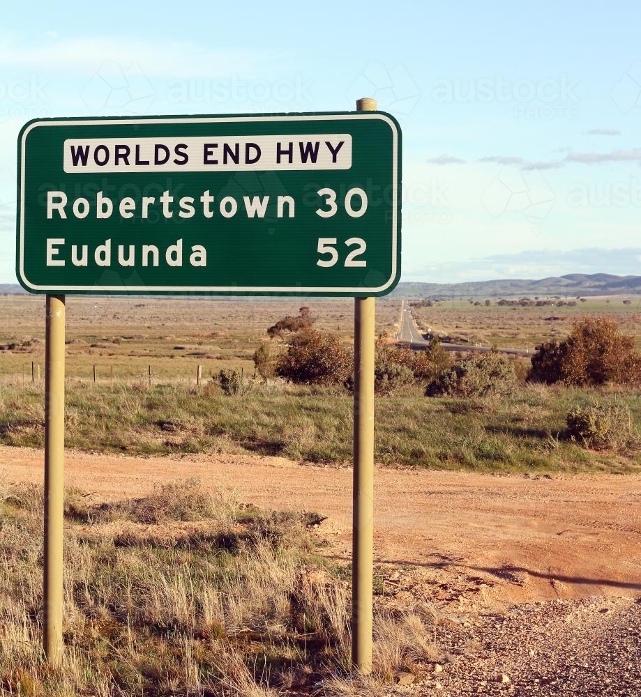 Worlds end highway signpost - Australian Stock Image