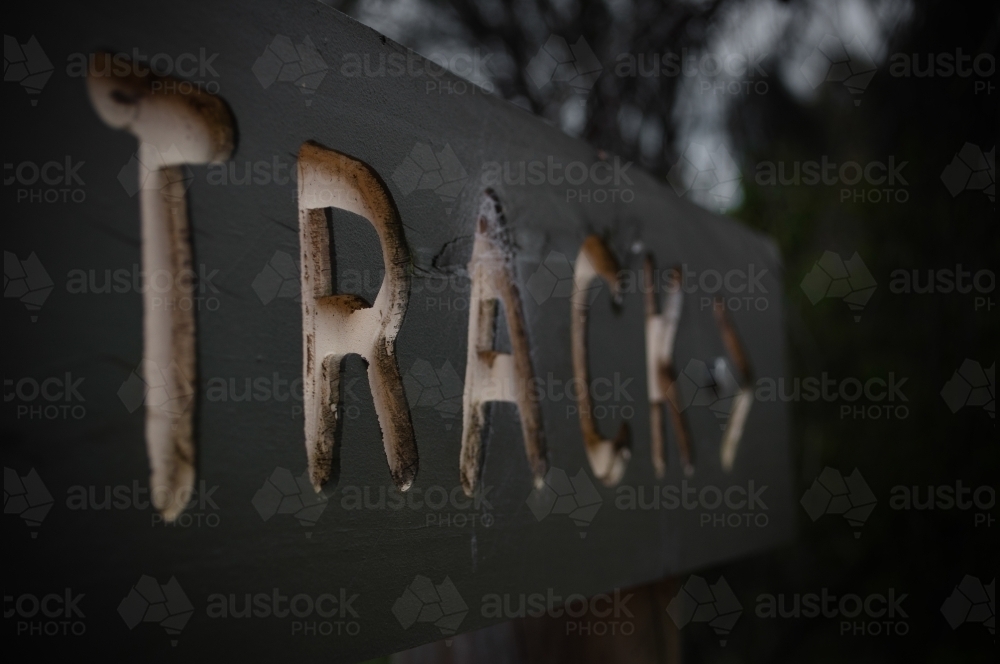 Worn Out Track Marker Sign - Australian Stock Image