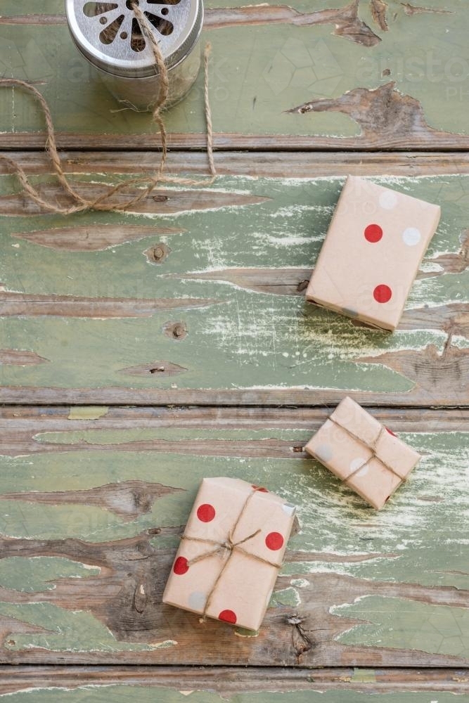 Wrapping christmas presents - Australian Stock Image