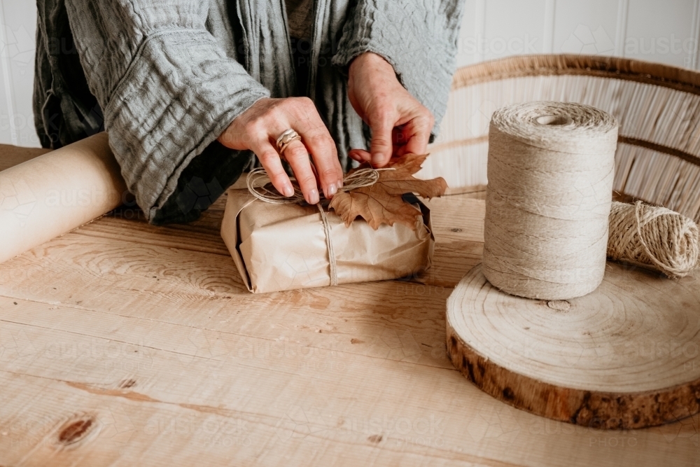 Wrapping presents. - Australian Stock Image