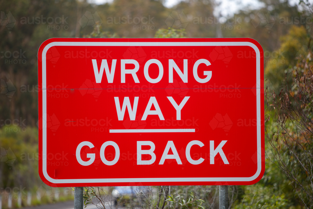 Wrong Way sign - Australian Stock Image