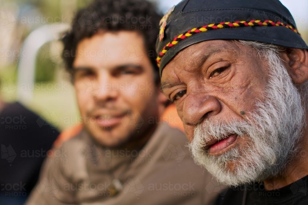 Wurundjeri Elder with another Aboriginal Man - Australian Stock Image
