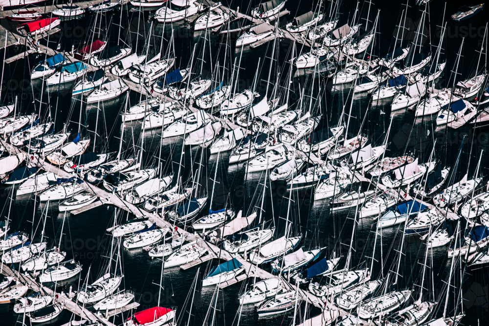 Yachts lined up at the marina in Rushcutters bay - Australian Stock Image