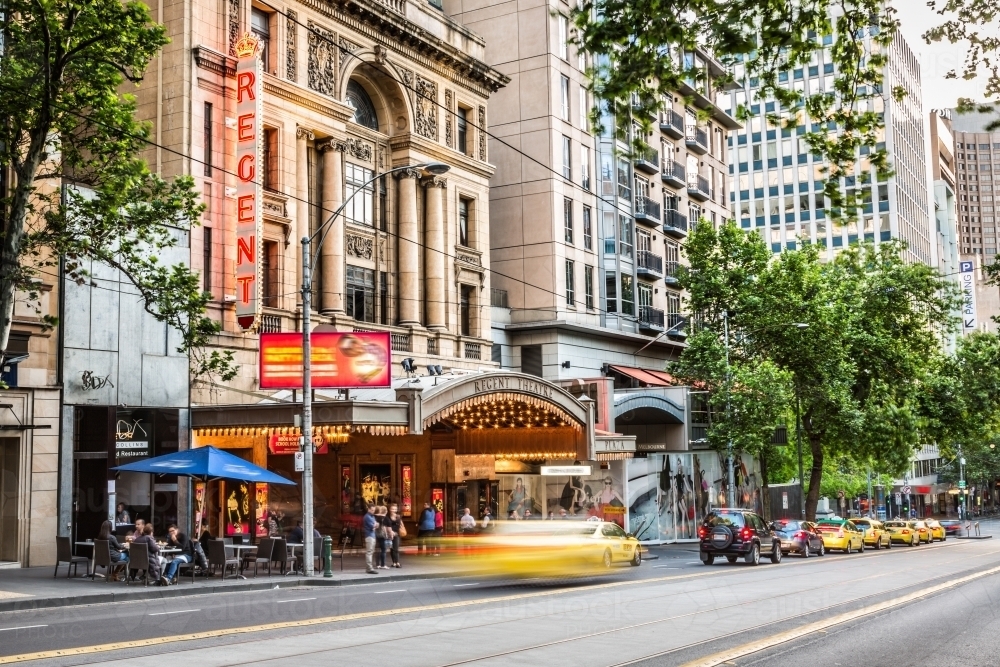 Yellow Taxi at Regent Theatre Melbourne - Australian Stock Image