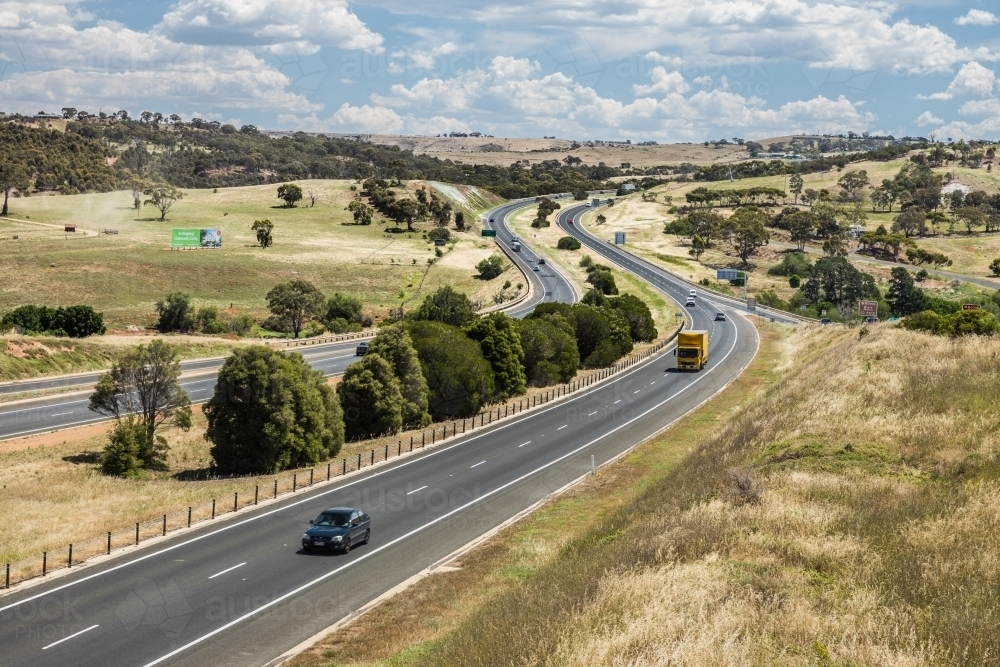 Yellow Truck on Road - Australian Stock Image