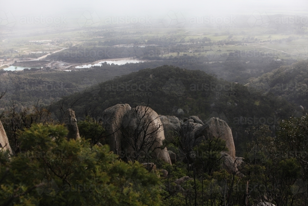 You Yangs views of tree covered hills from above - Australian Stock Image