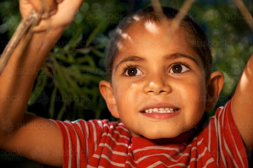 Young Aboriginal Boy Smiling - Australian Stock Image